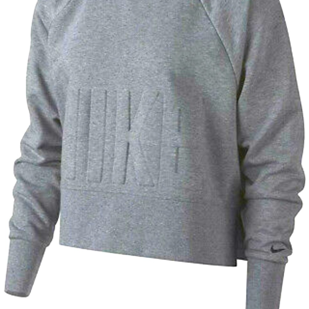 Nike Women’s Dri-Fit Crew Sweatshirt Gray M Gym Crop Monochrome Athletic